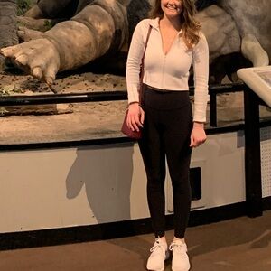 Brandy Melville John Galt Quincy Zip Up Collared Top Jacket in White